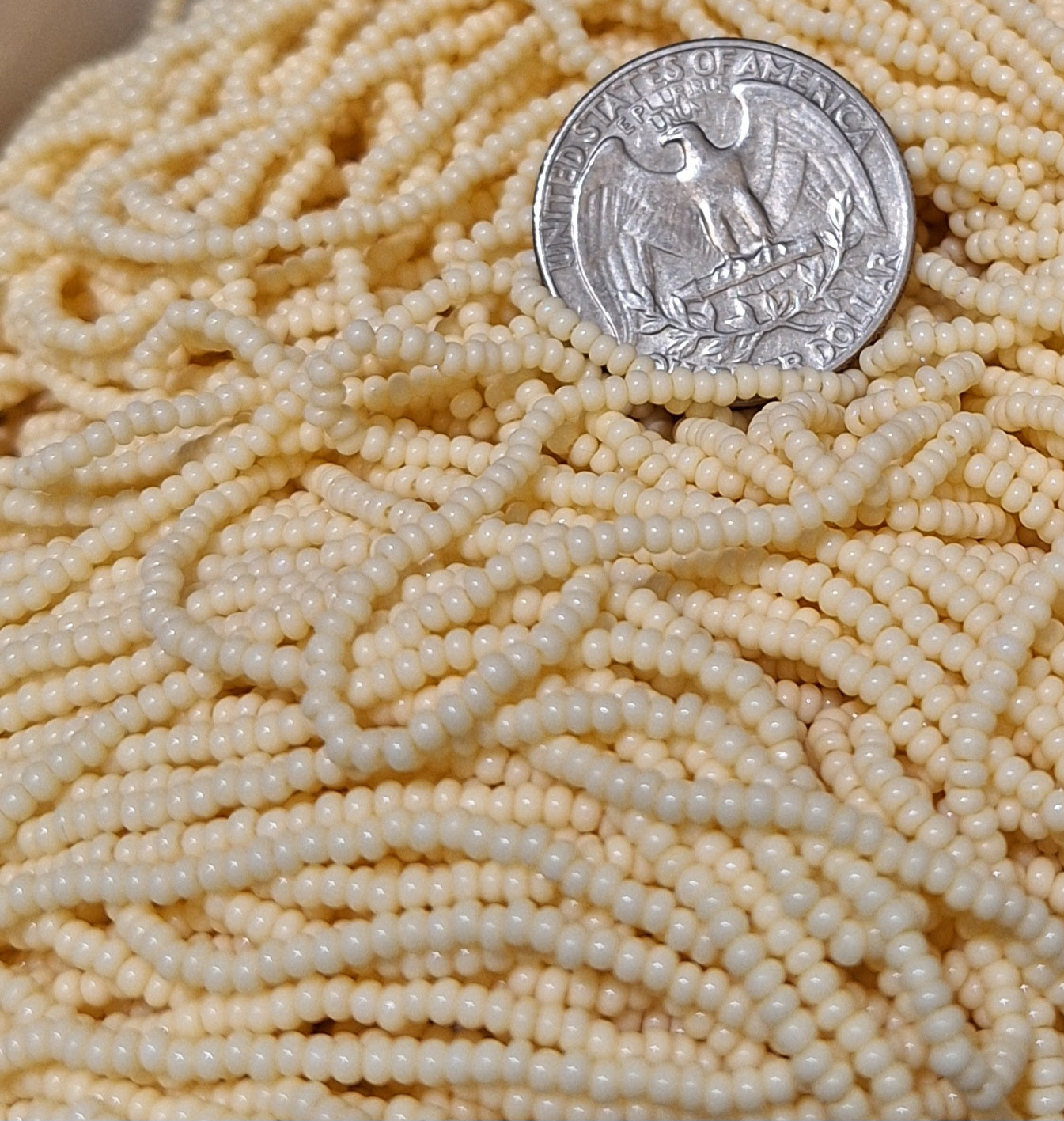 11/0 Bone White Opaque Seed Beads Full Hank