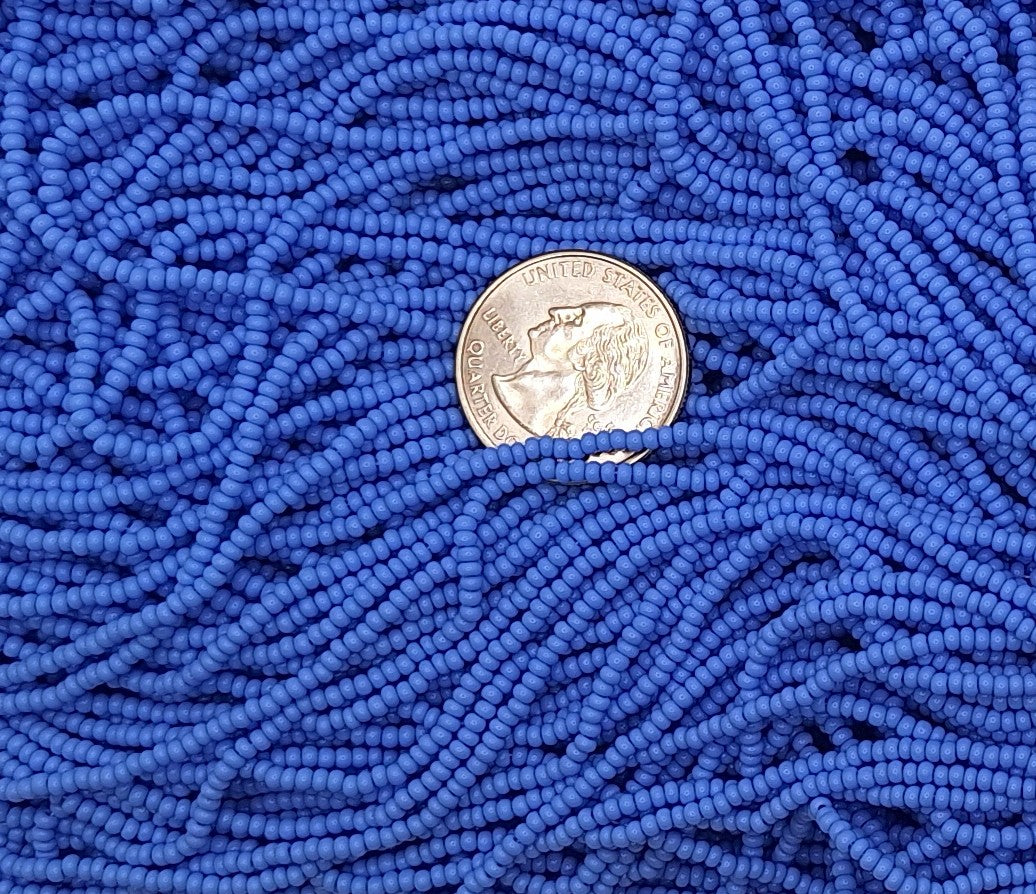10/0 Light Blue Opaque Czech Seed Beads Full Hank