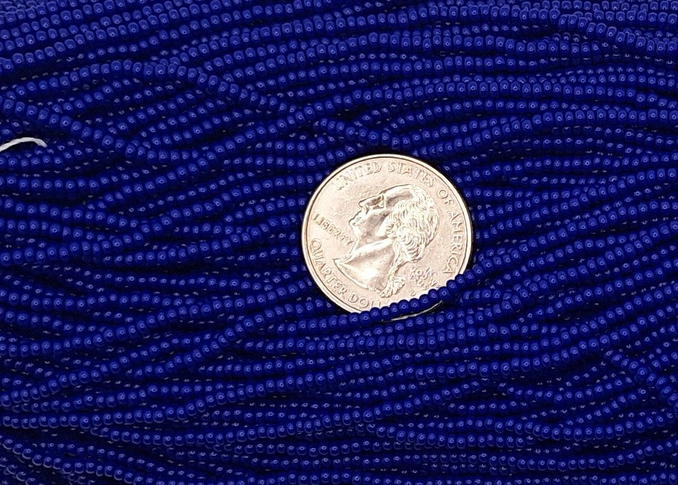 10/0 Dark Blue Opaque Czech Seed Beads Full Hank