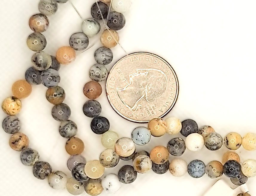 6mm Black Opal Round Gemstone Beads 8-inch Strand