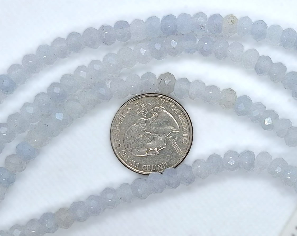 6x4mm Aqua Mica Heated Faceted Rondelle Gemstone Beads 8-Inch Strand
