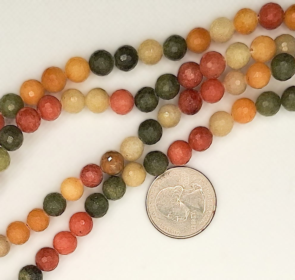 8mm Mica Heated Mix Faceted Round Gemstone Beads 8-inch Strand