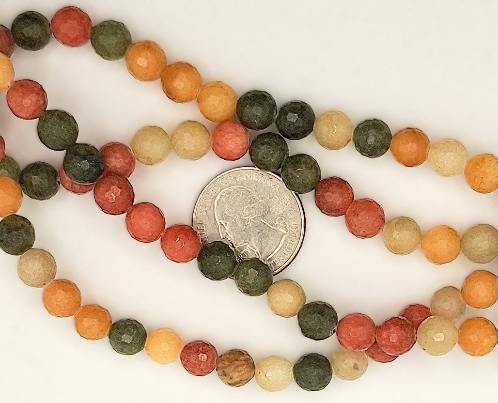 8mm Mica Heated Mix Faceted Round Gemstone Beads 8-inch Strand