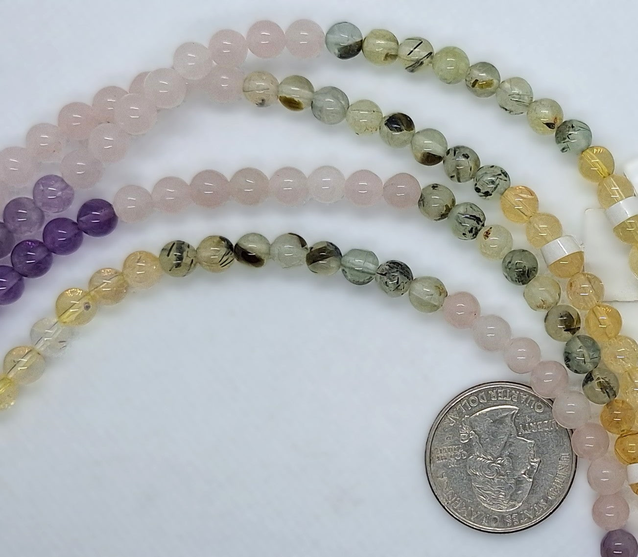 6mm Mixed Quartz Round Gemstone Beads 8-Inch Strand