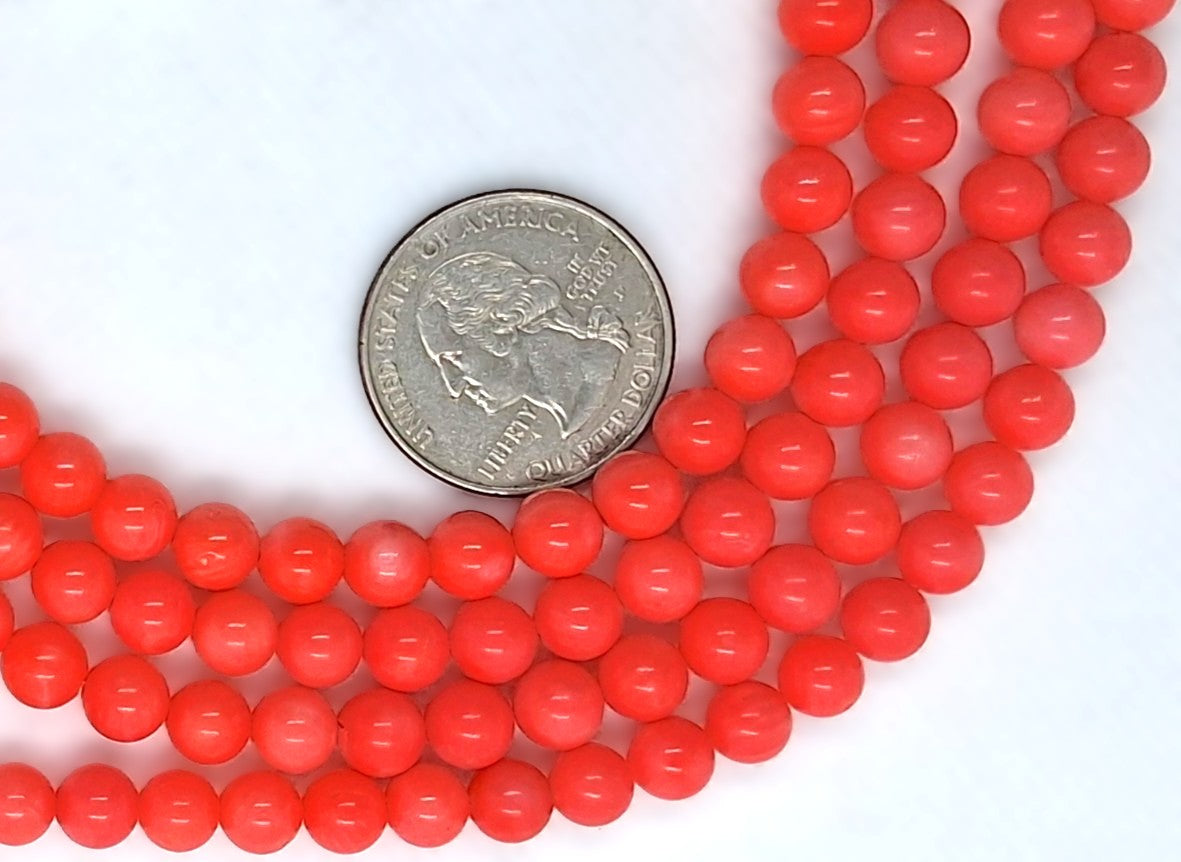 6mm Pink Dyed Coral Round Beads 8-Inch Strand