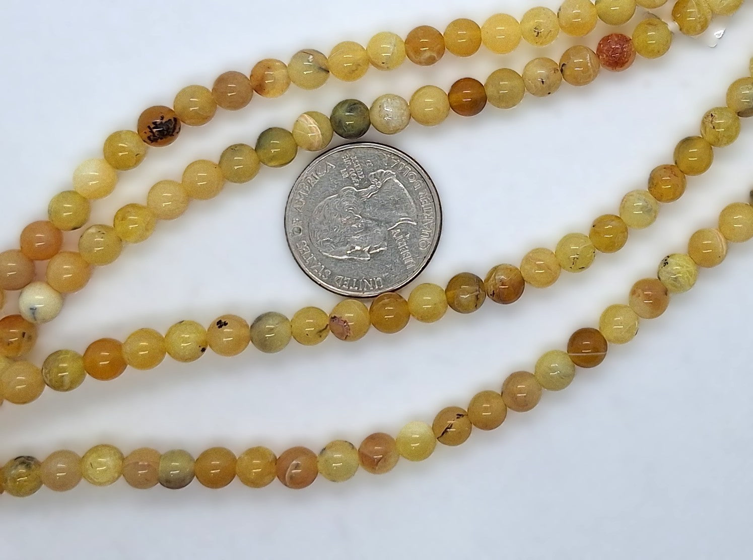 6mm Yellow Opal Round Gemstone Beads 8-Inch Strand