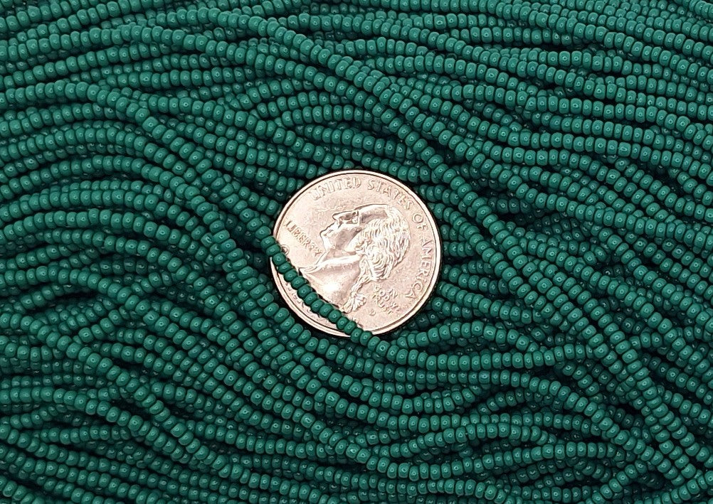 10/0 Forest Green Opaque Czech Seed Beads Full Hank