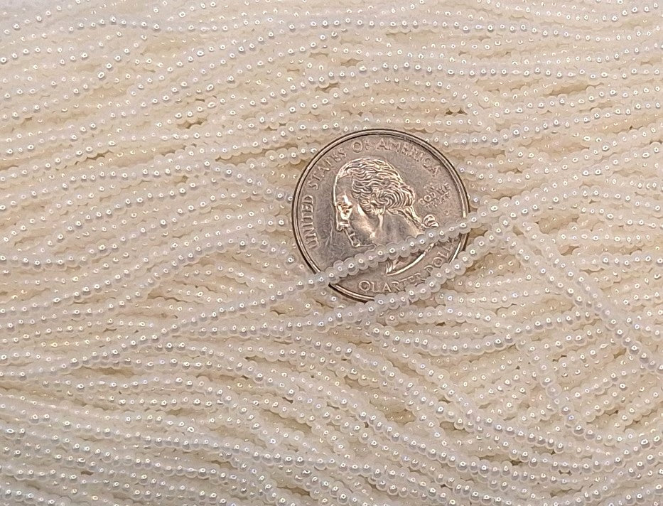 10/0 Alabaster Iris Rainbow Opaque Czech Seed Beads Full Hank