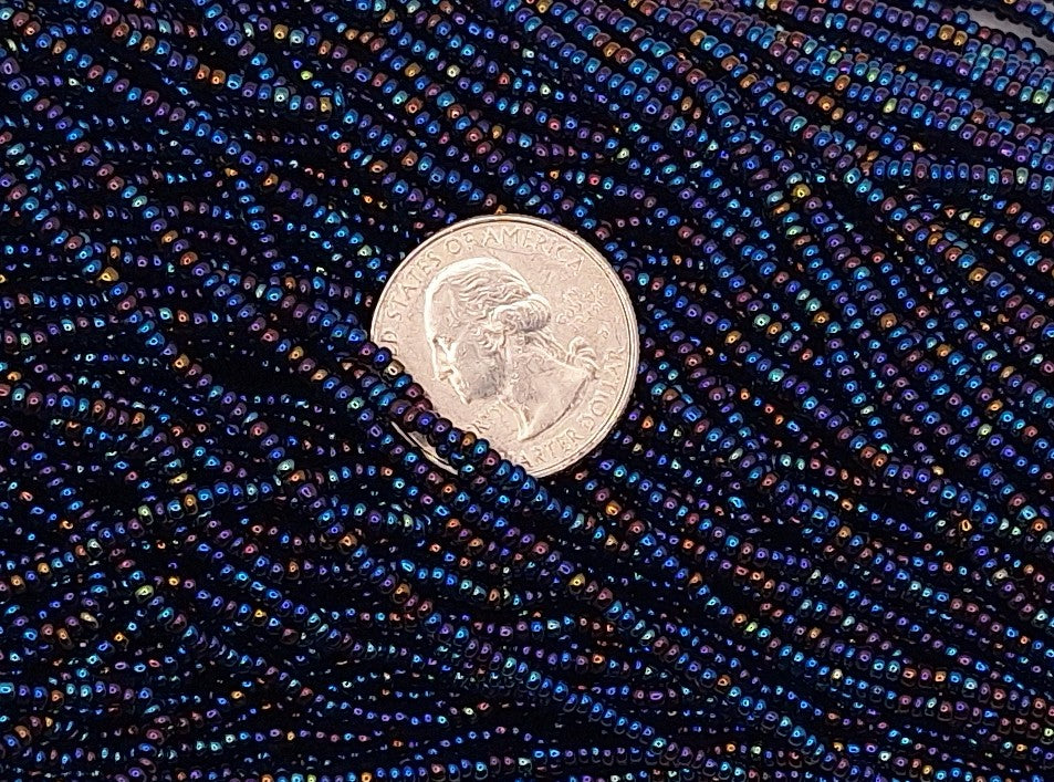 10/0 Blue Iris Metallic Czech Seed Beads Full Hank