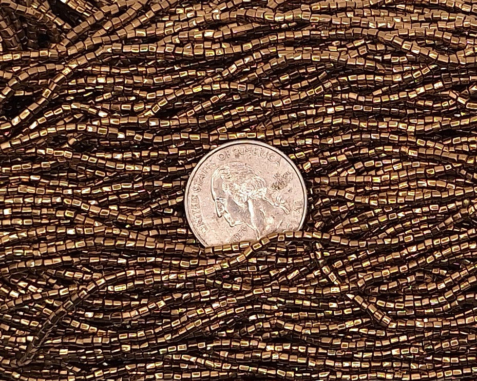 10/0 Bronze Metallic 2-Cut Czech Glass Seed Beads Full Hank