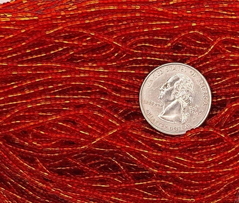 10/0 Fire Opal Orange Red Czech Seed Beads Full Hank