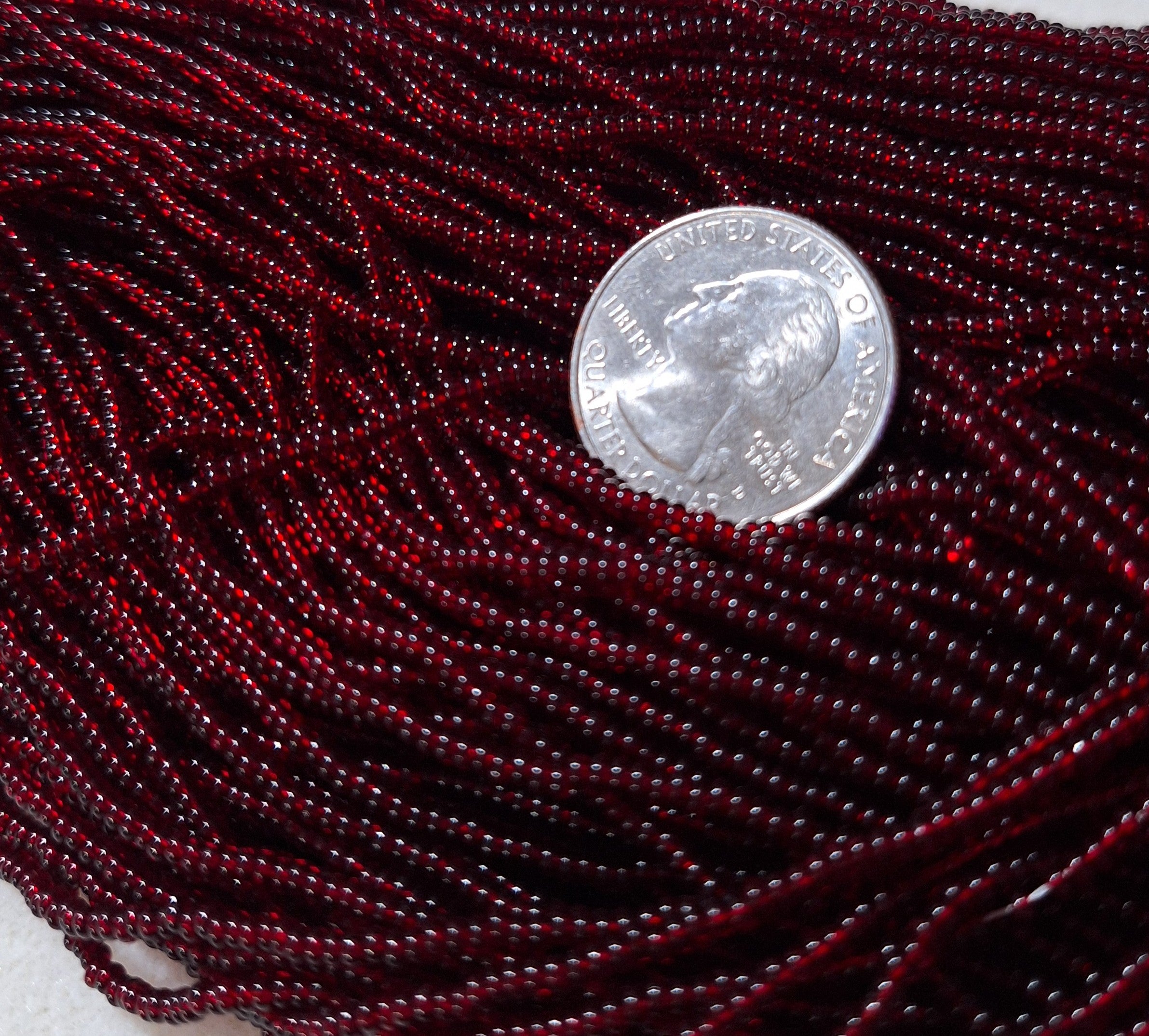 10/0 Garnet Transparent Czech Glass Seed Beads Full Hank