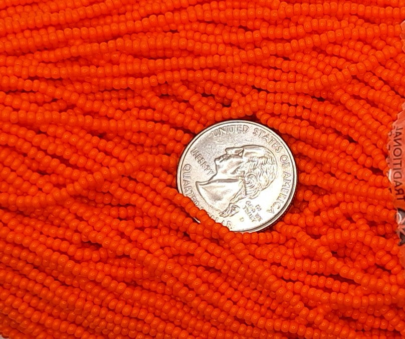 10/0 Orange Opaque Czech Seed Beads Full Hank