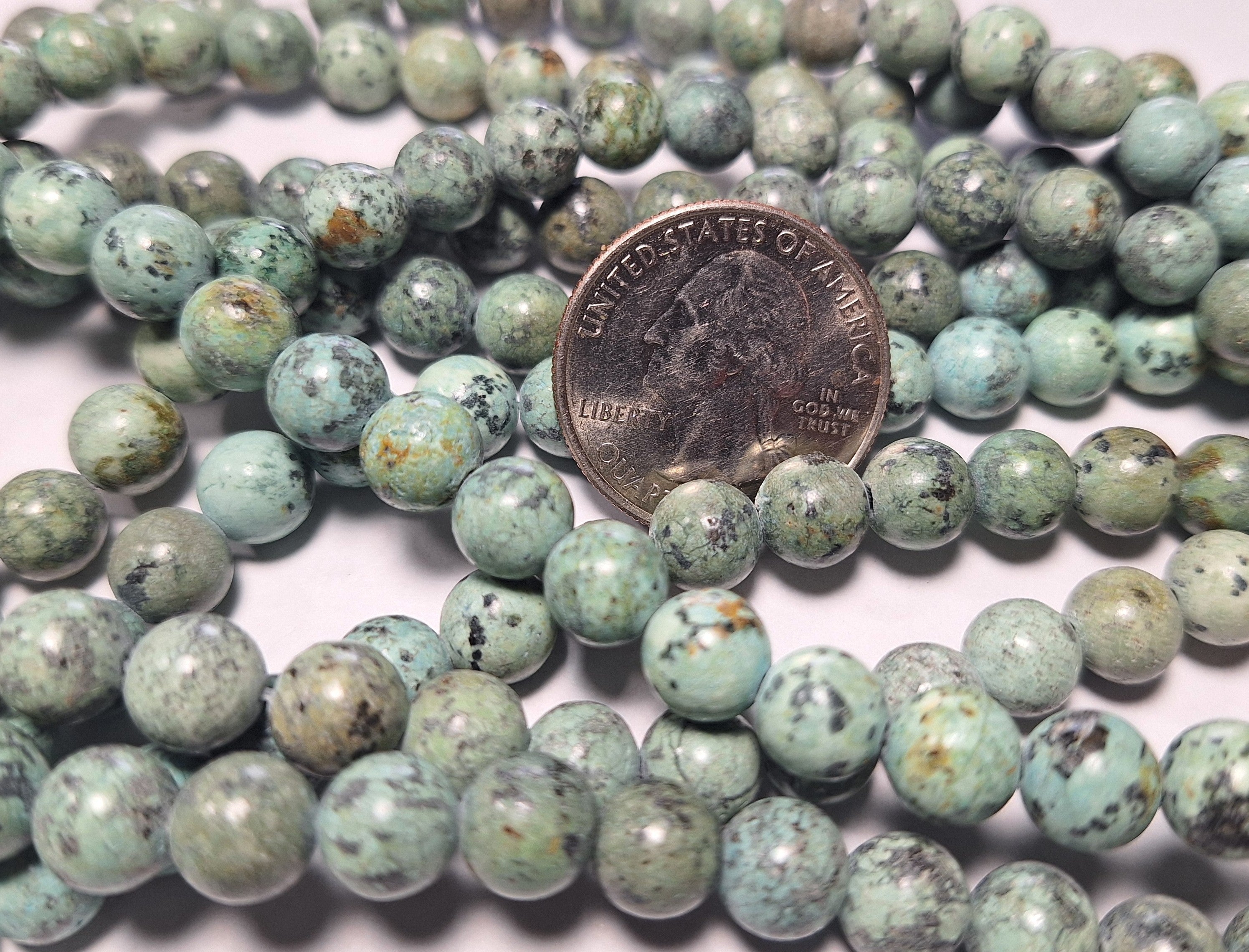 8mm African Turquoise Round Gemstone Beads 16-Inch Strand