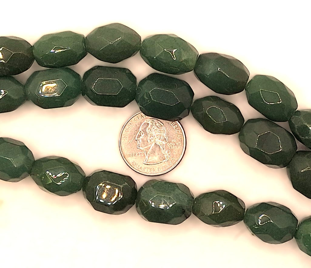 20x15mm Green Aventurine Faceted Nugget Gemstone Beads 8-Inch Strand