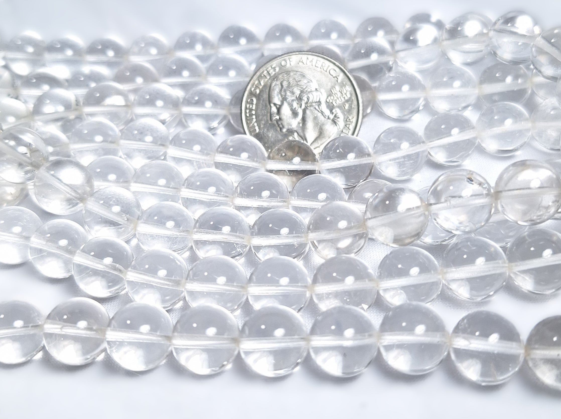 10mm Crystal Quartz Round Gemstone Beads 16-Inch Strand