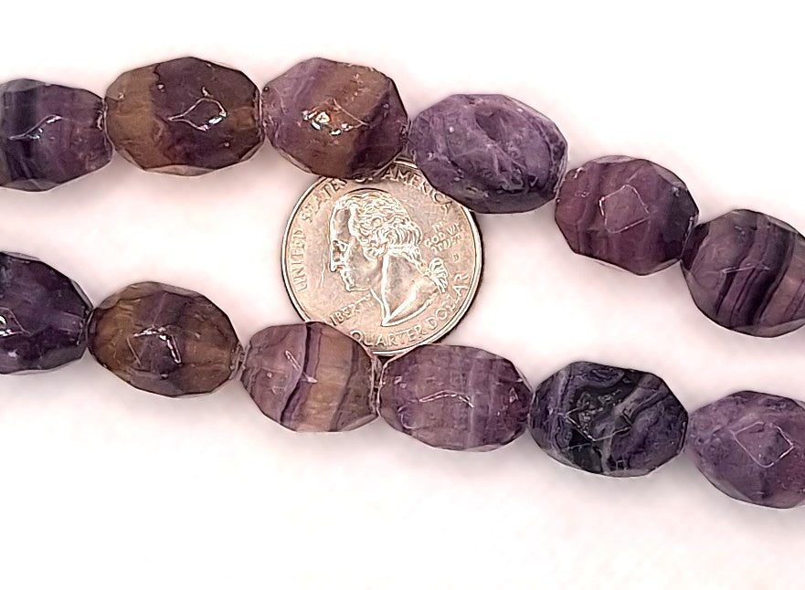 18x14mm Rainbow Fluorite Faceted Nugget Gemstone Beads 8-Inch Strand