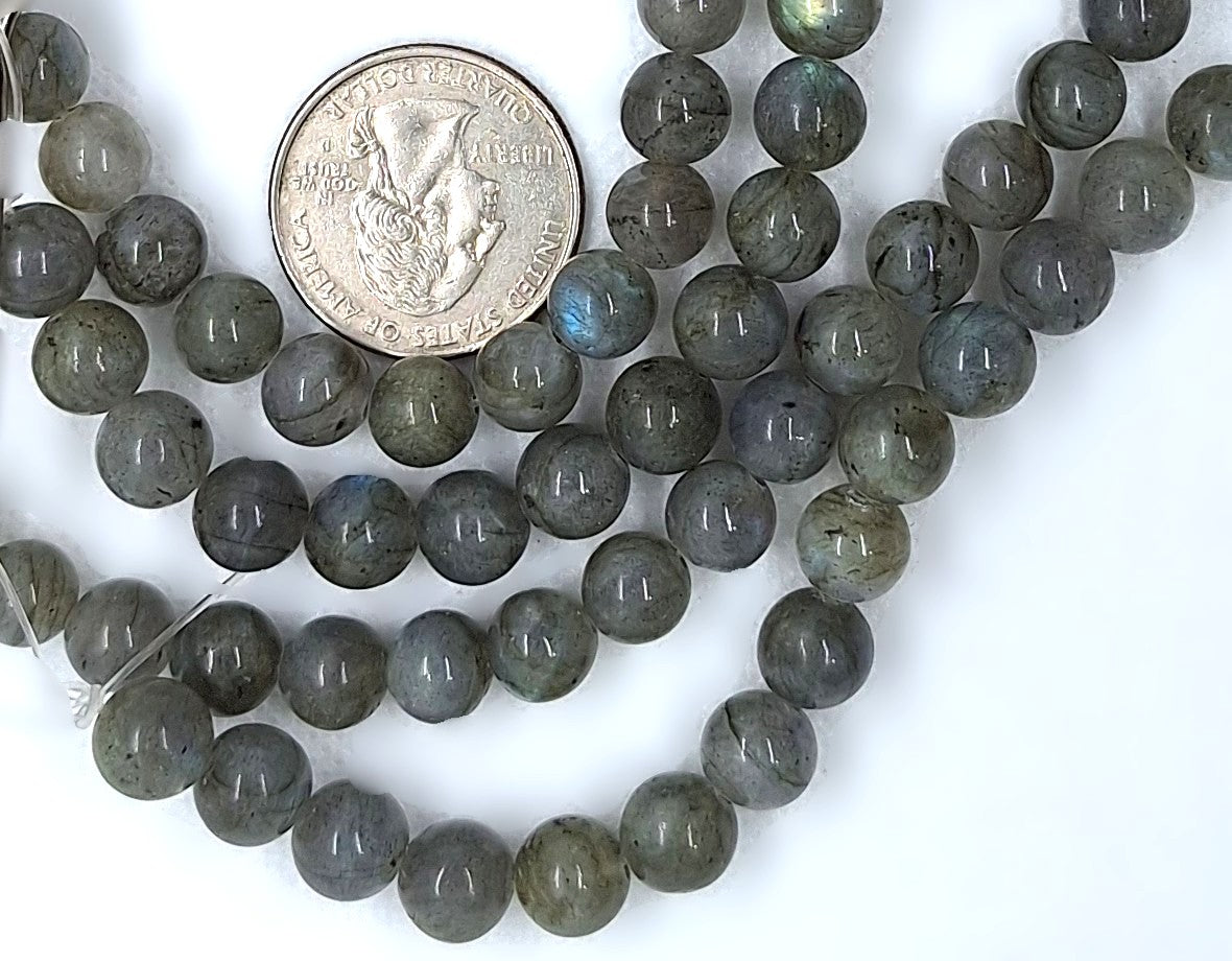 8mm White Labradorite Round Gemstone Beads 8-Inch Strand