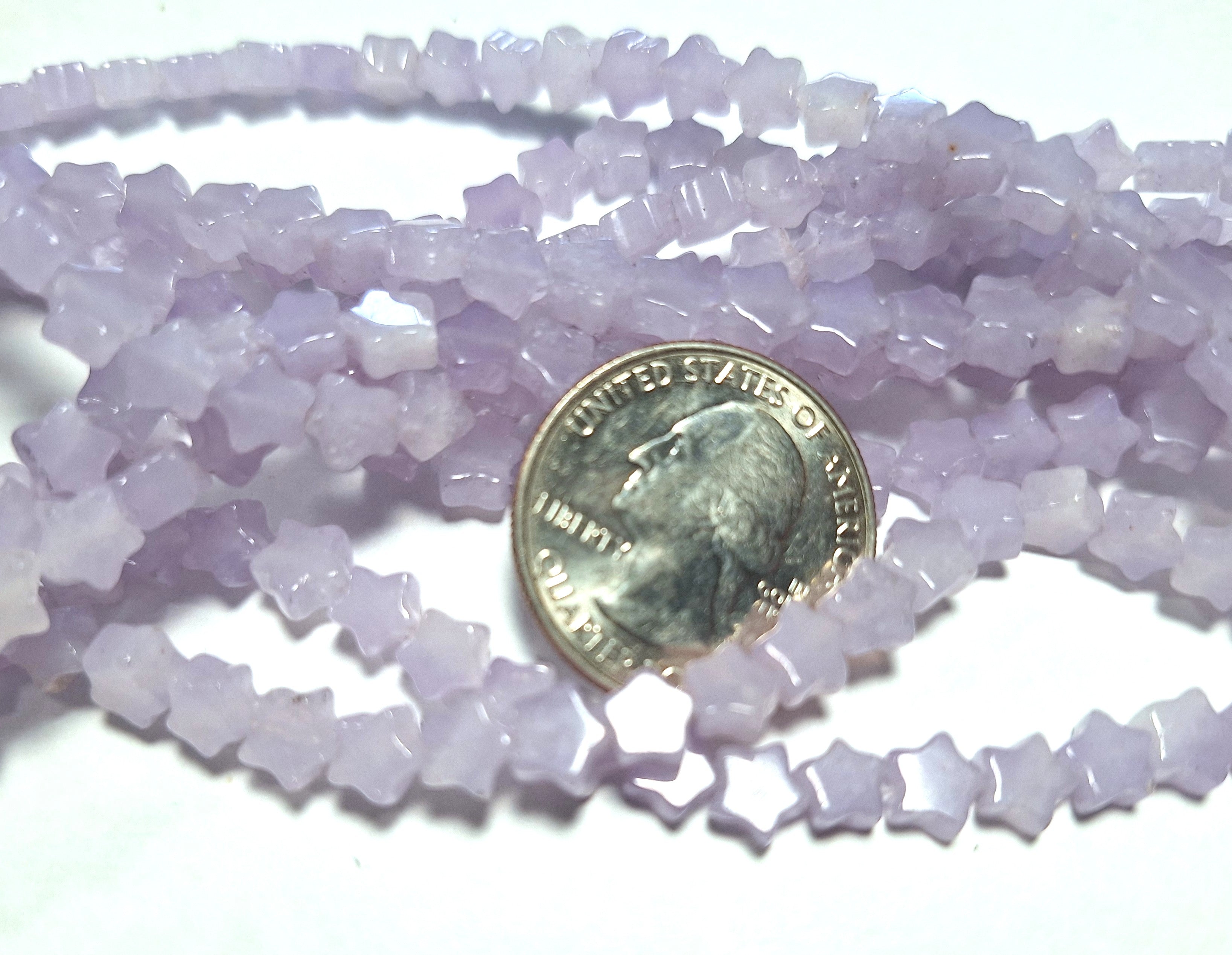 6mm Lavender Quartz Flat Star Gemstone Beads 16-Inch Strand