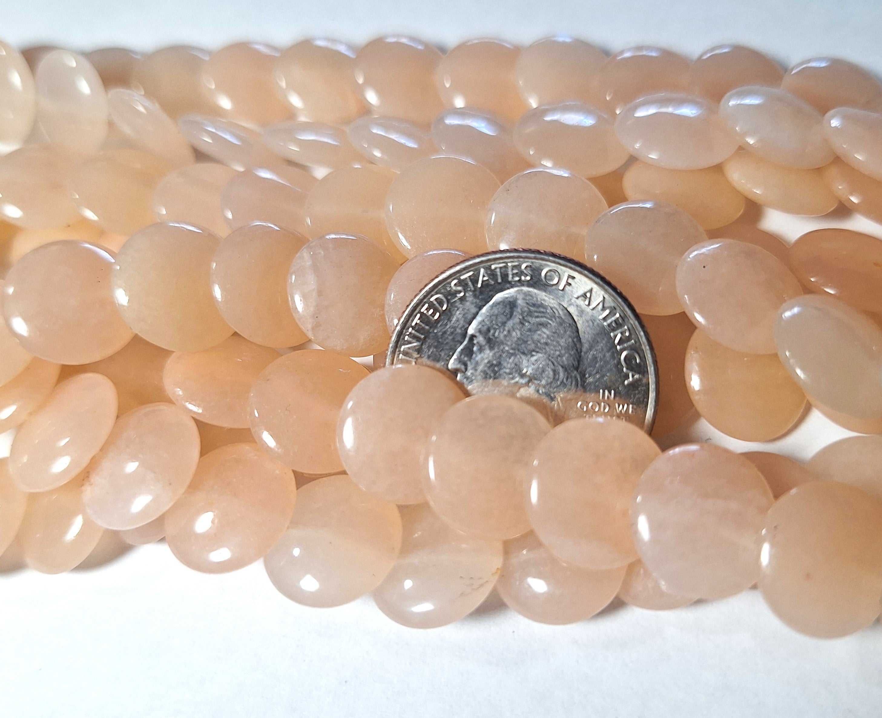 12mm Rose Quartz Lentil Gemstone Beads 16-Inch Strand