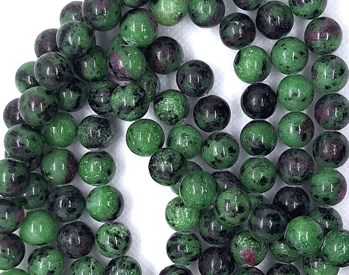 10mm Ruby Zoisite Round Gemstone Beads 16-Inch Strand