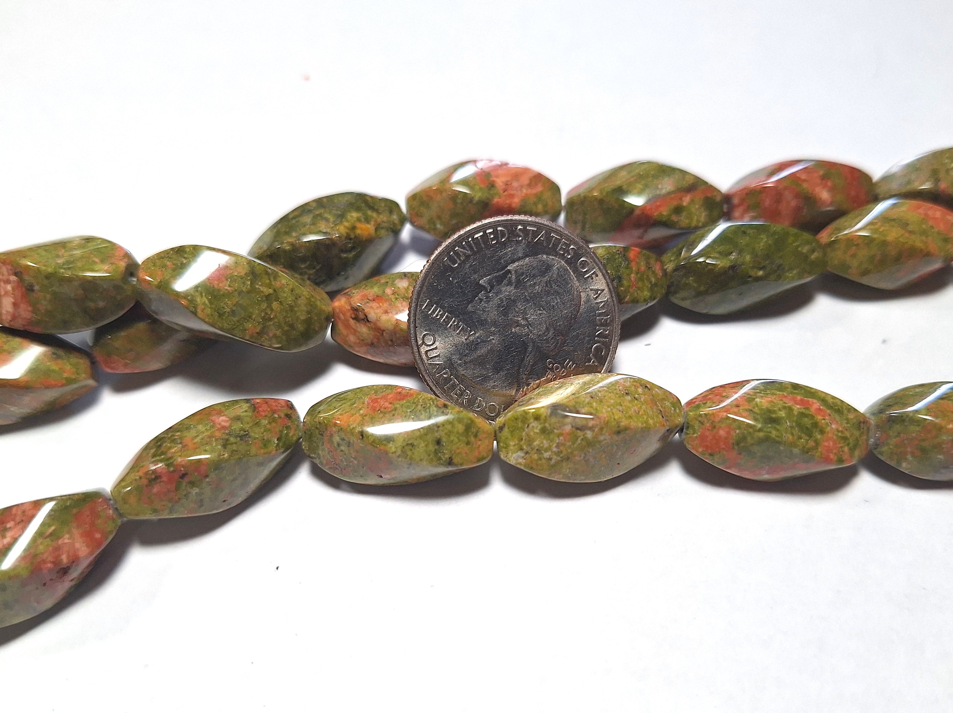 20x10mm Unakite Swirl Carved Oval Gemstone Beads 16-Inch Strand