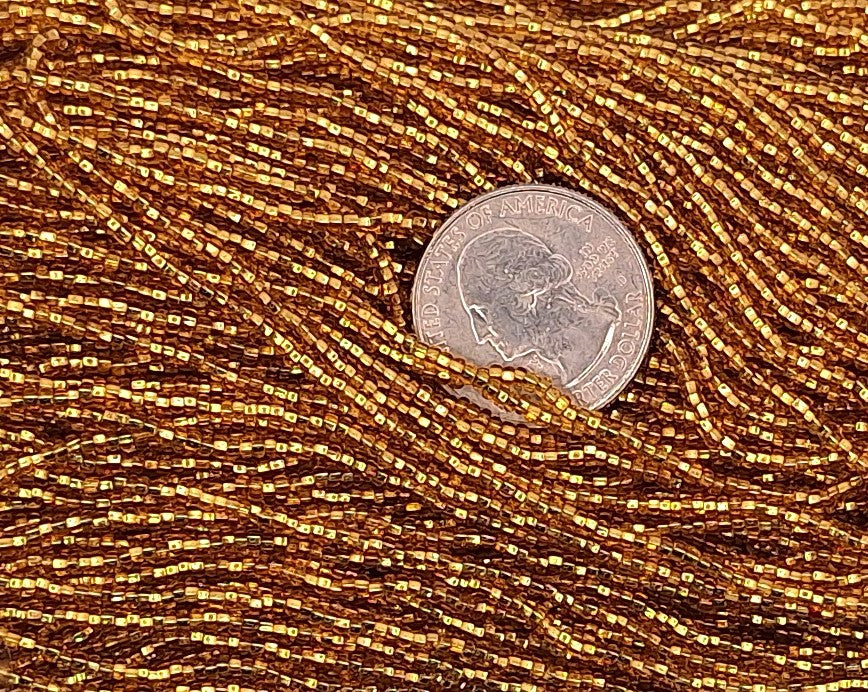 11/0 Straw Gold Topaz Silver-Lined Czech Seed Beads Full Hank