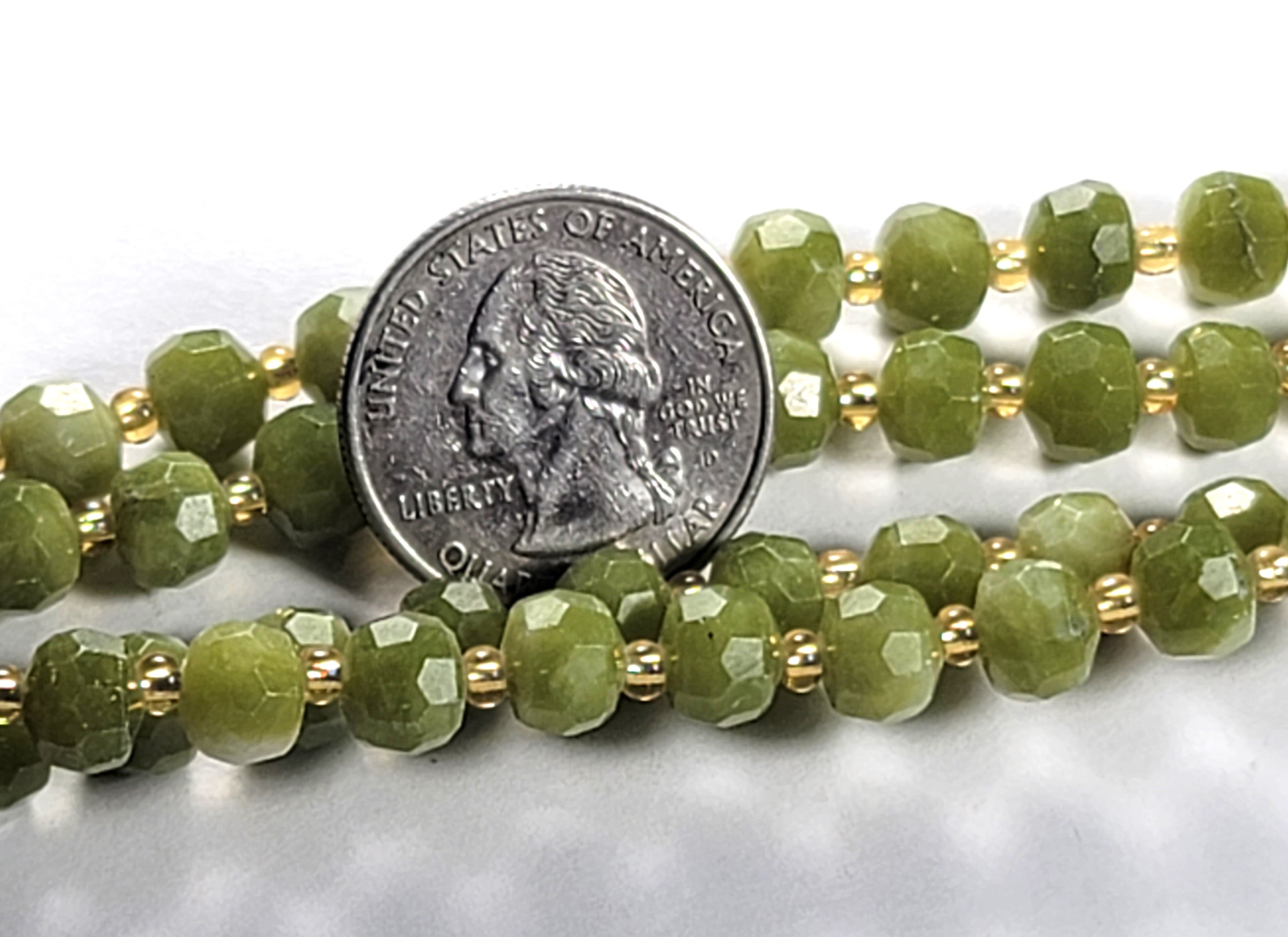 8x6mm Canada Jade Faceted Rondelle Gemstone Beads 8-Inch Strand