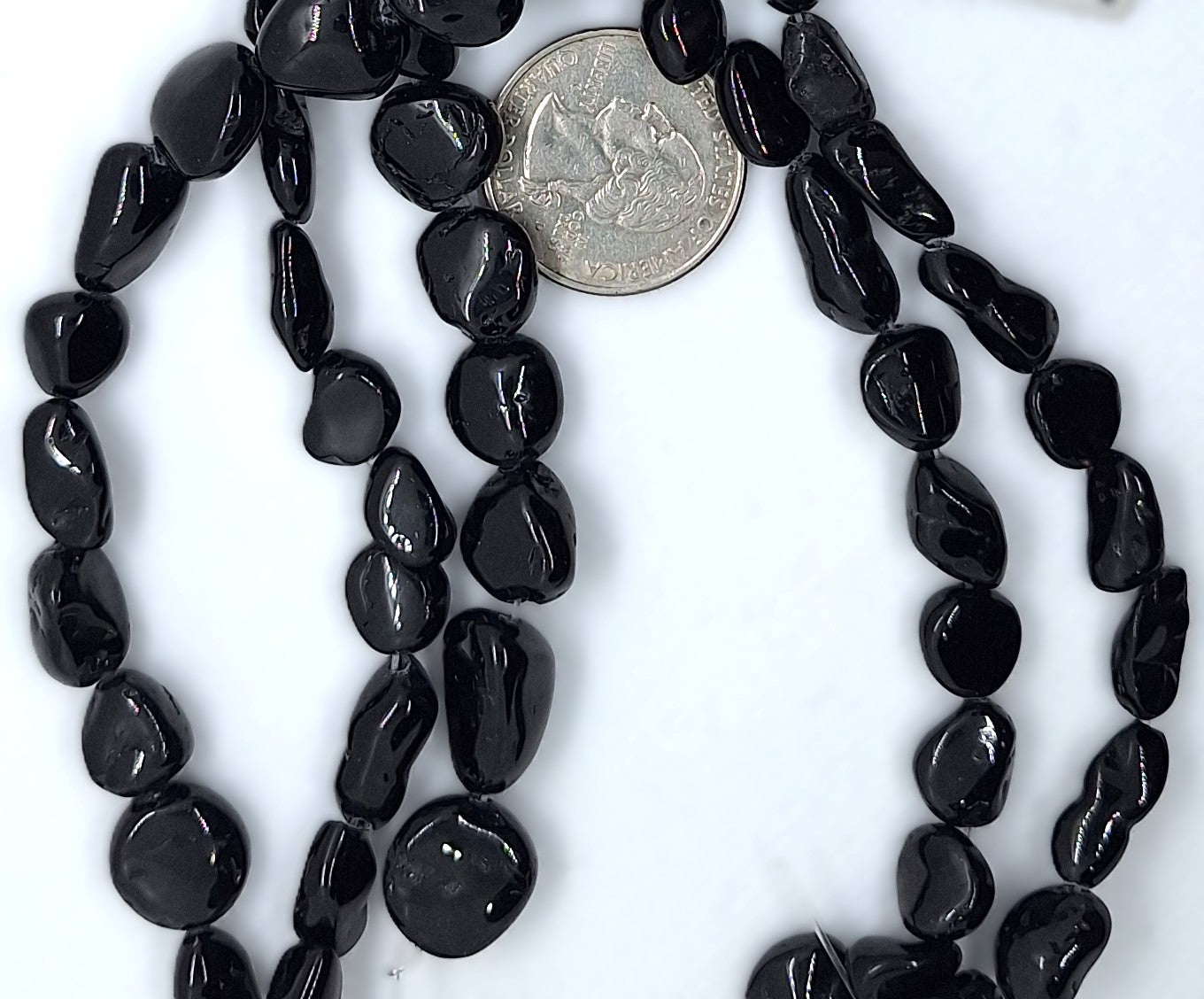 14x10mm Black Tourmaline Nugget Gemstone Beads 8-Inch Strand