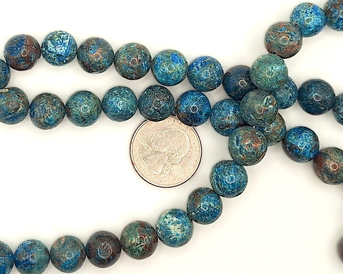 12mm Turquoise Blue Imperial Jasper Round Gemstone Beads 8-inch Strand