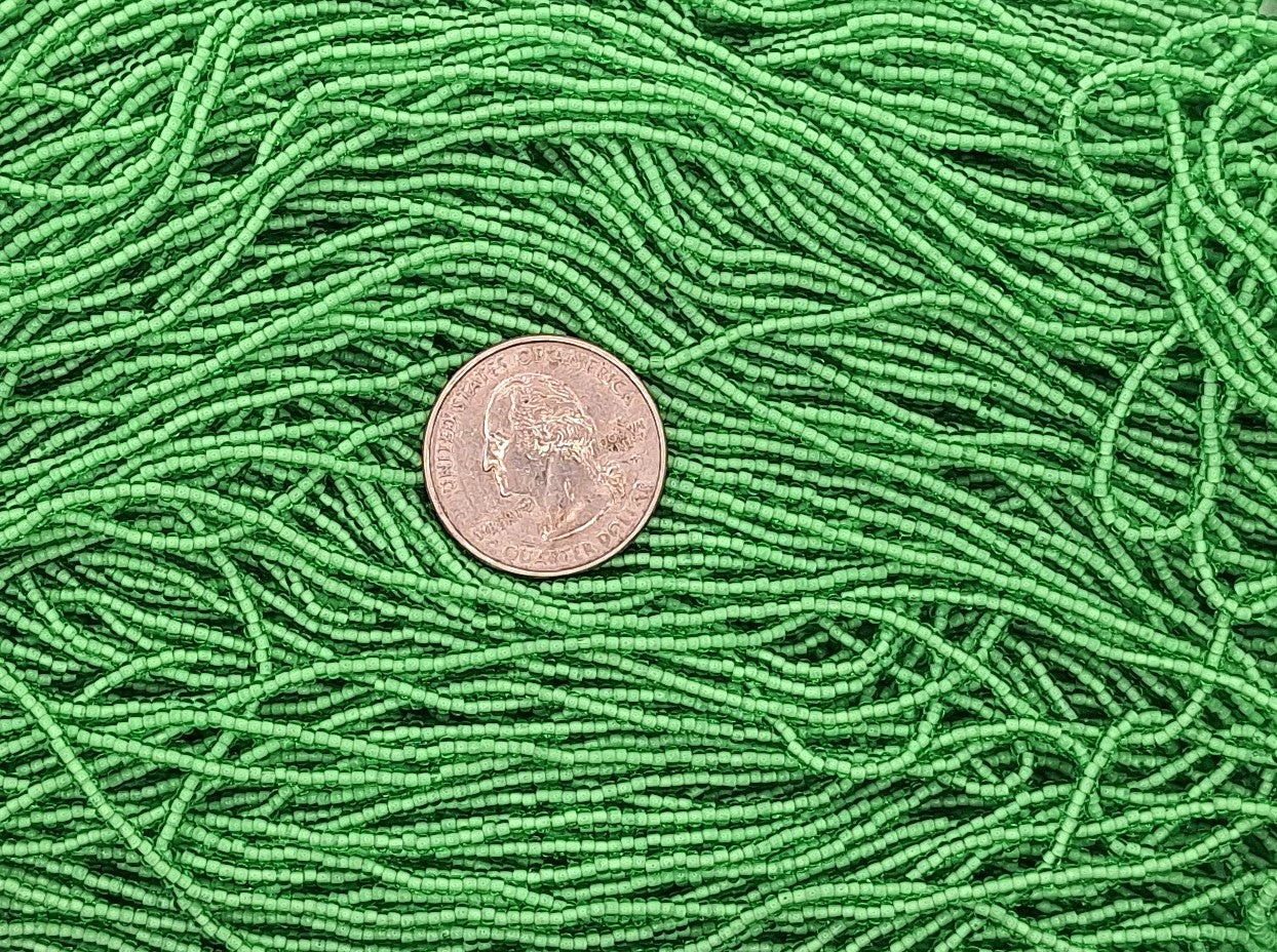 11/0 Light Green Transparent White-Lined Czech Glass Seed Beads Full Hank
