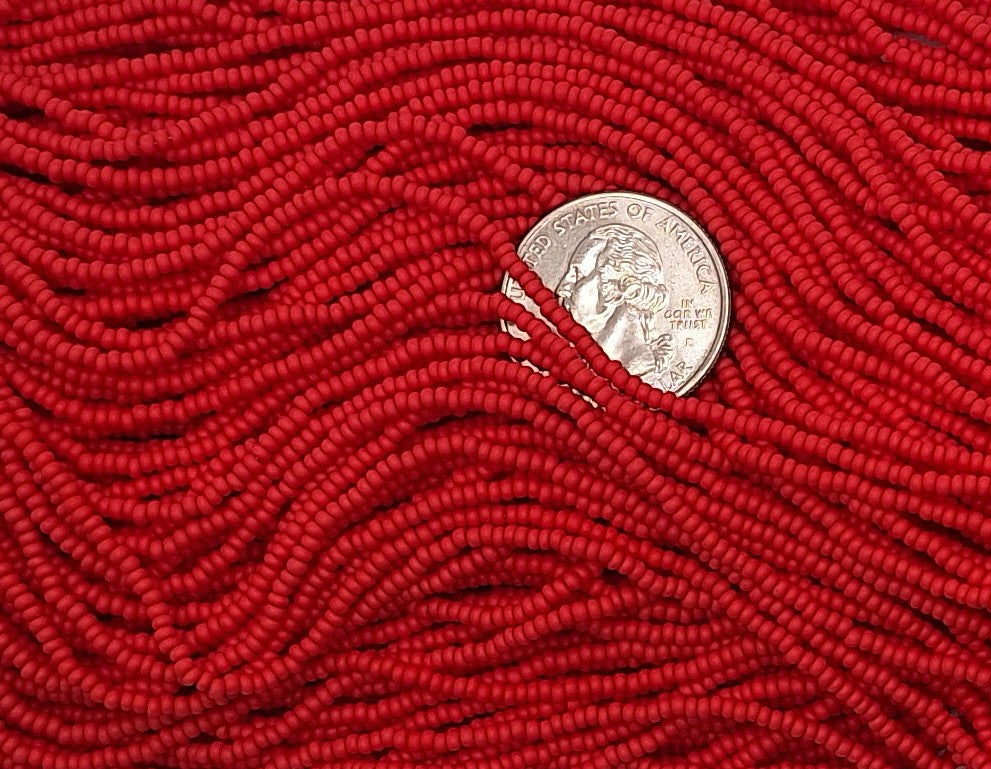 11/0 Red Matte Opaque Czech Seed Beads Full Hank