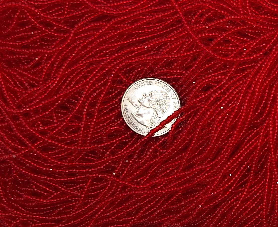 11/0 Dark Red Transparent Charlotte True Cut Czech Seed Beads Half Hank