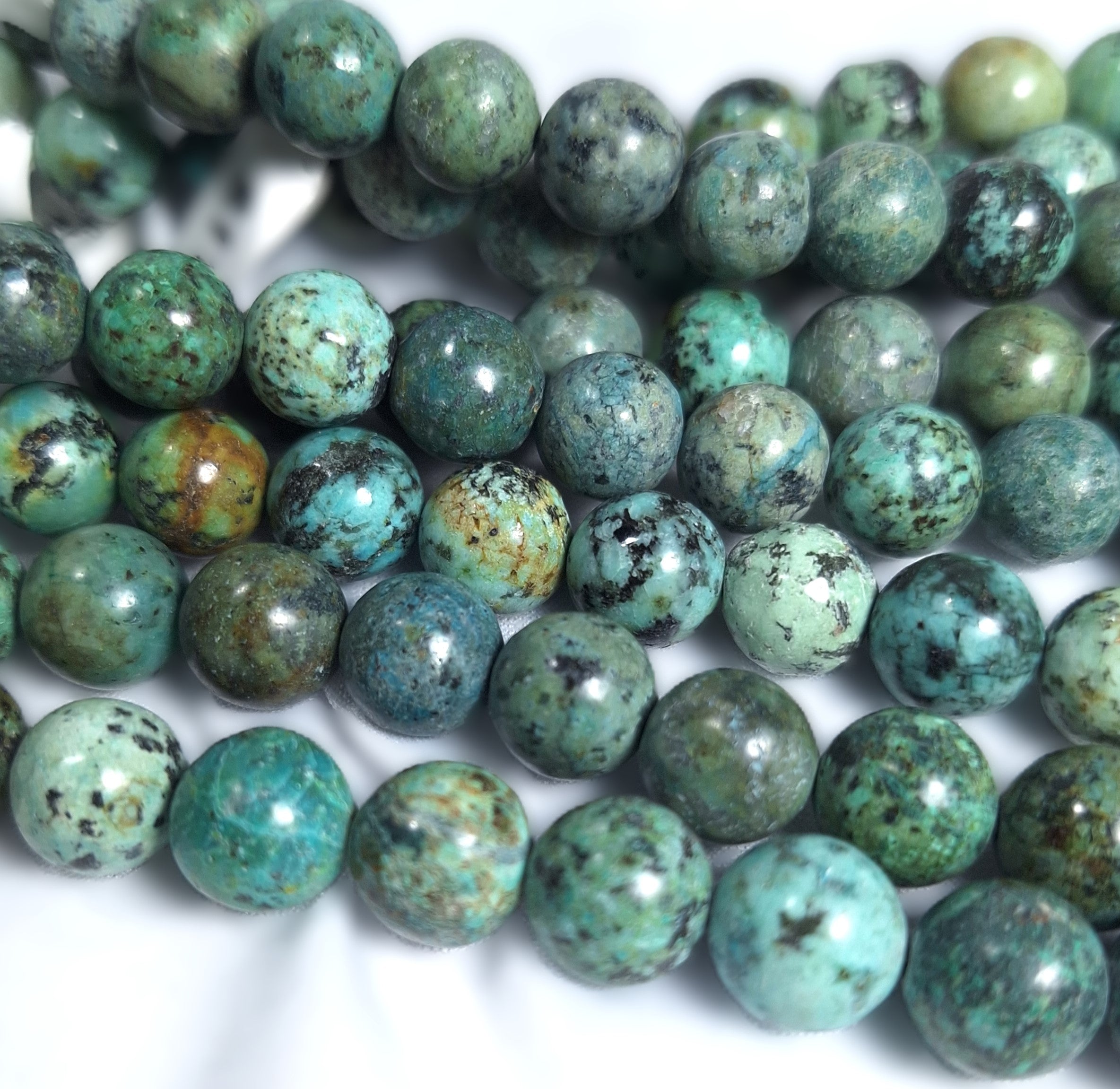 10mm African Turquoise Round Natural Gemstone Beads 16-Inch Strand