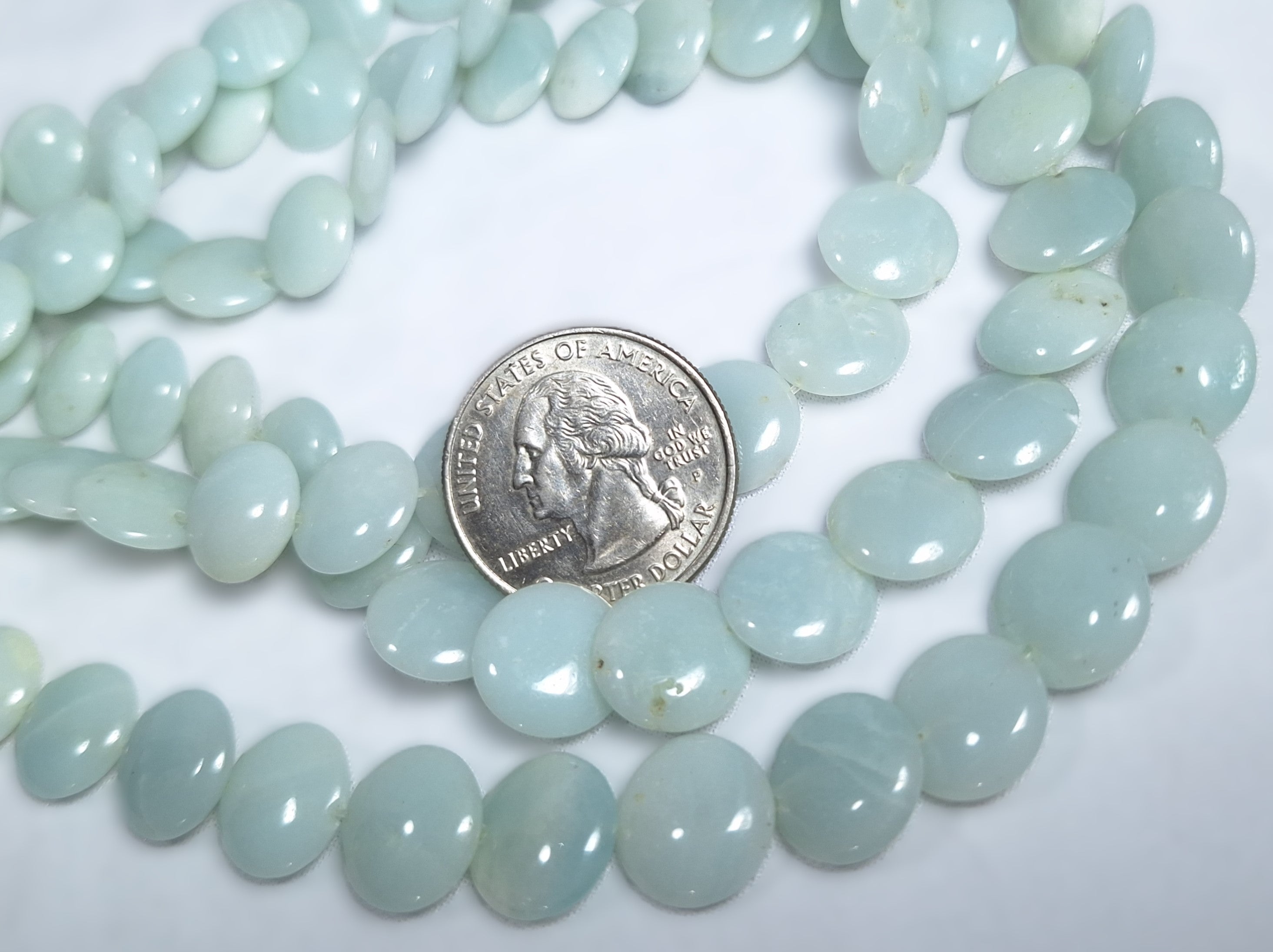 12mm Amazonite Tiled Lentil Coin Gemstone Beads 16-Inch Strand