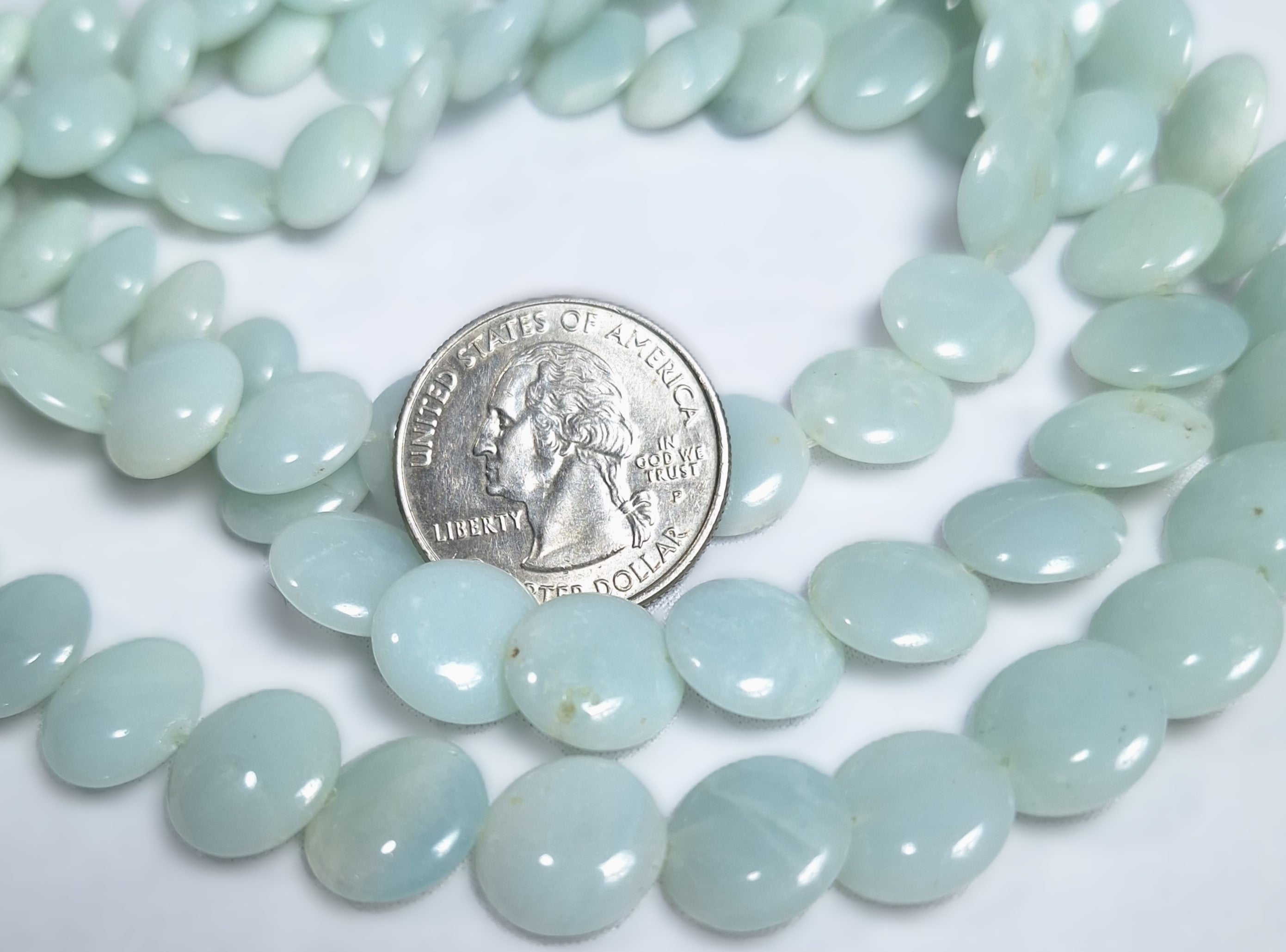 12mm Amazonite Tiled Lentil Coin Gemstone Beads 16-Inch Strand