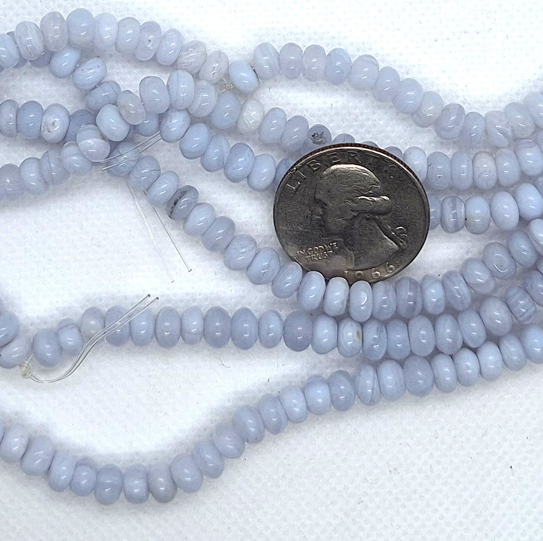 6x4mm Blue Lace Agate Smooth Rondelle Gemstone Beads 16-Inch Strand