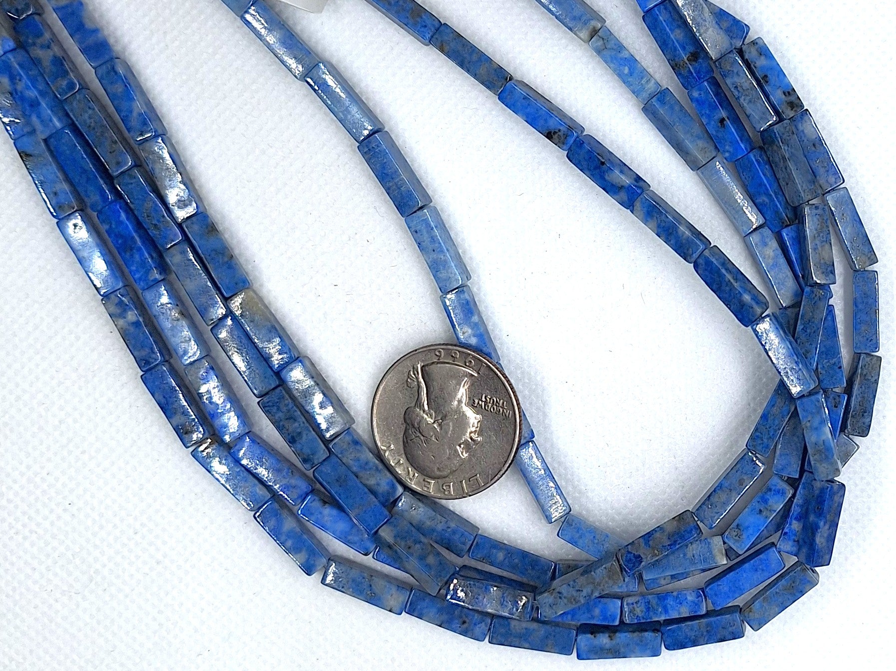 13x4mm Denim Lapis Square Cylinder Gemstone Beads 16-Inch Strand