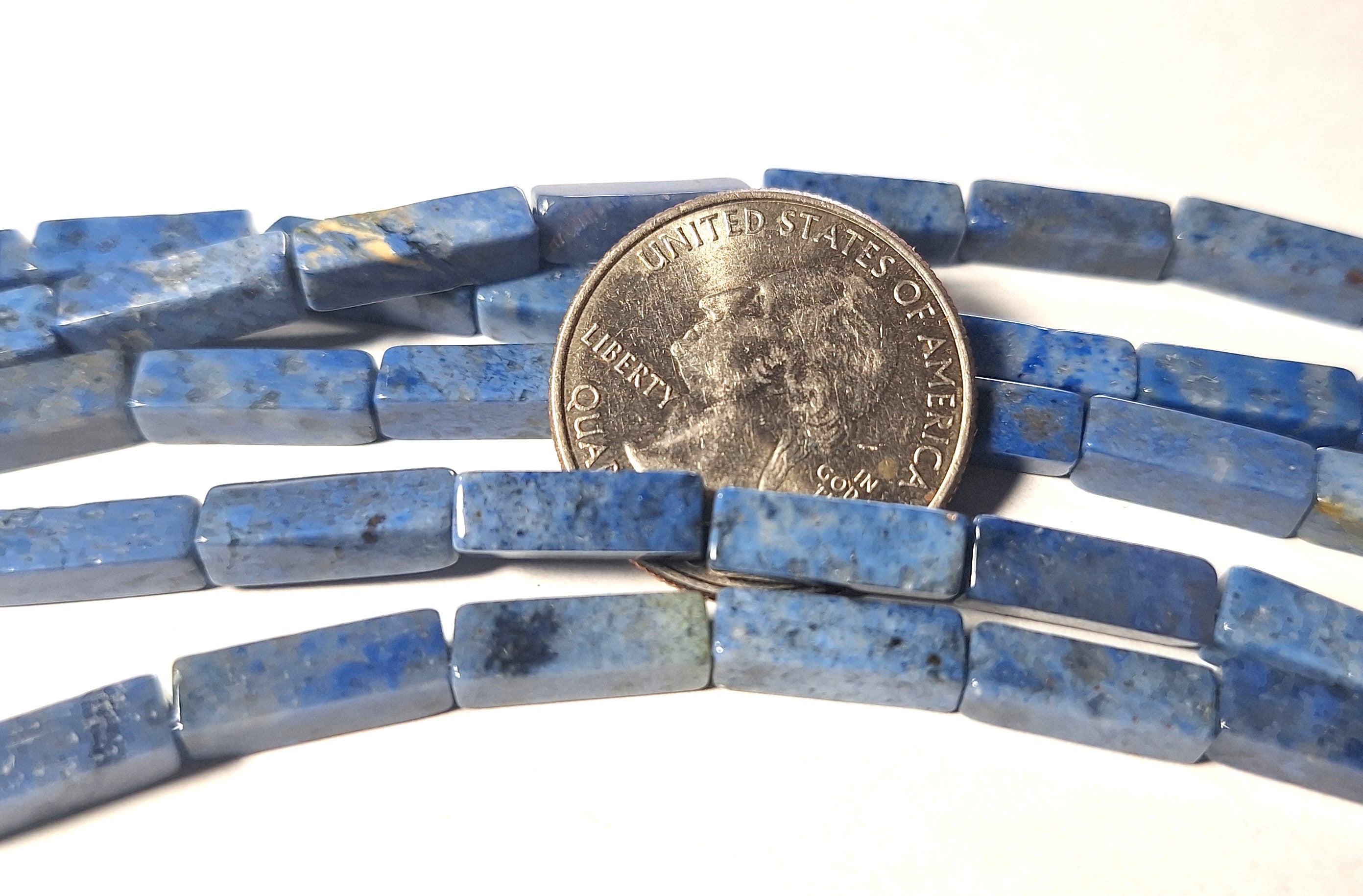 13x4mm Dumortierite Square Cylinder Gemstone Beads 16-Inch Strand