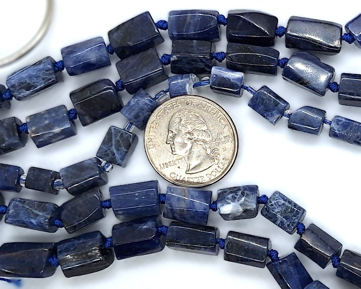 14x10mm Sodalite Freeform Tube Gemstone Beads 8-Inch Strand
