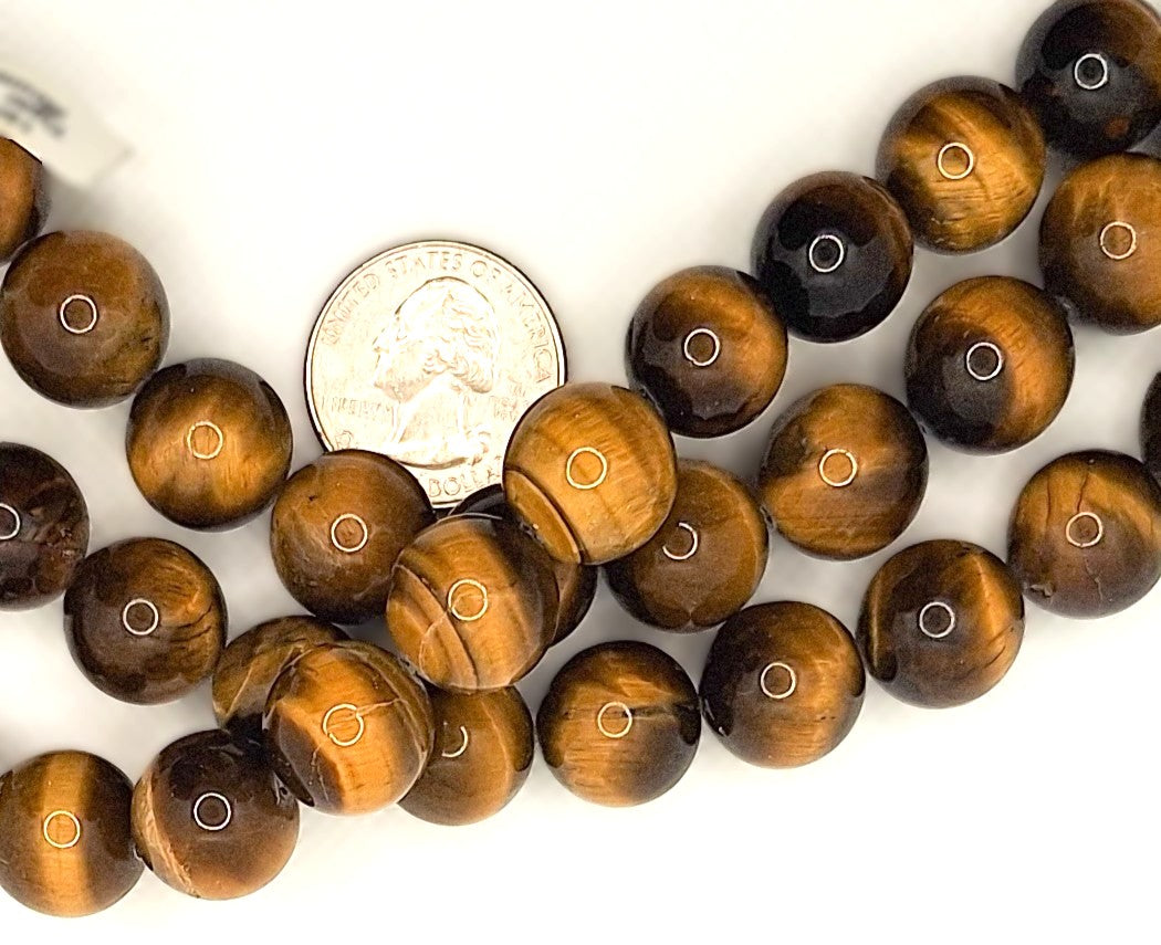 15mm Tiger's Eye Round Gemstone Beads 8-inch Strand