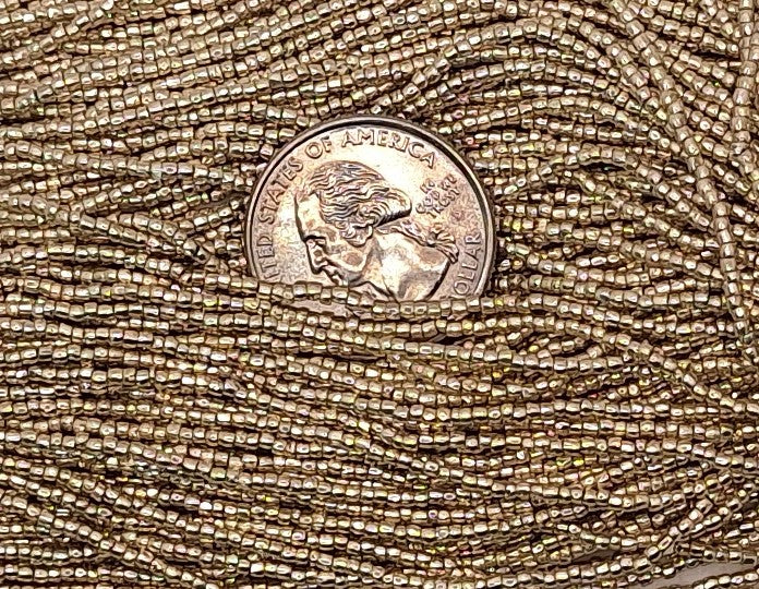 12/0 Silver Metallic 3-Cut Czech Seed Beads Half Hank