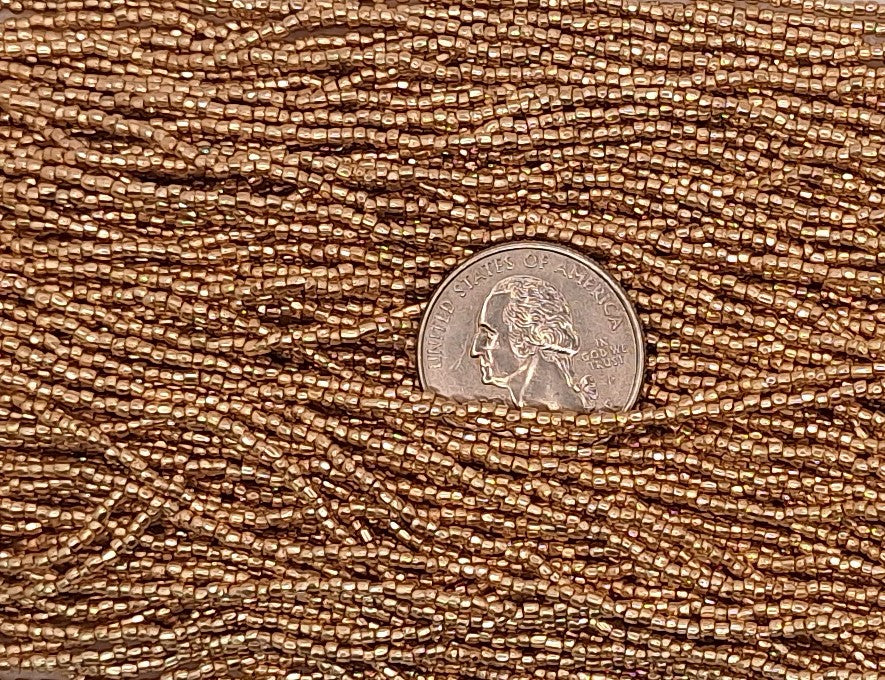 11/0 Light Gold Metallic Charlotte True Cut Czech Seed Beads Half Hank
