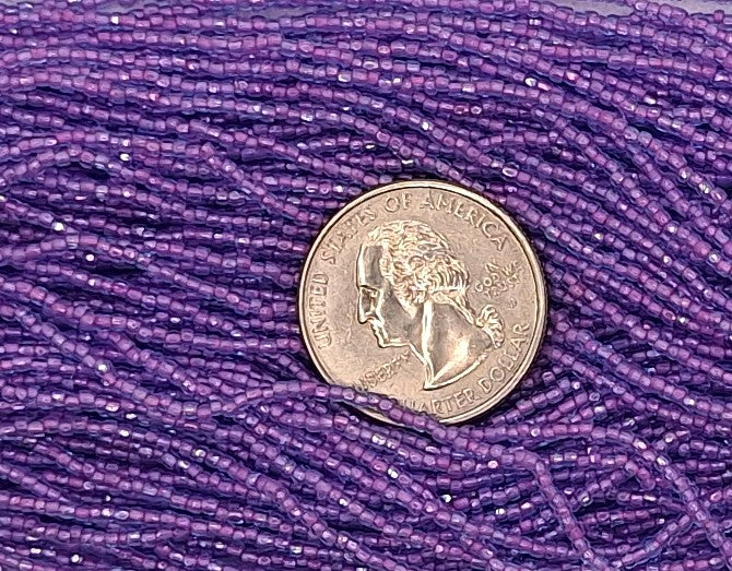 12/0 Orchid-Lined Aqua 3-Cut Czech Seed Beads Full Hank