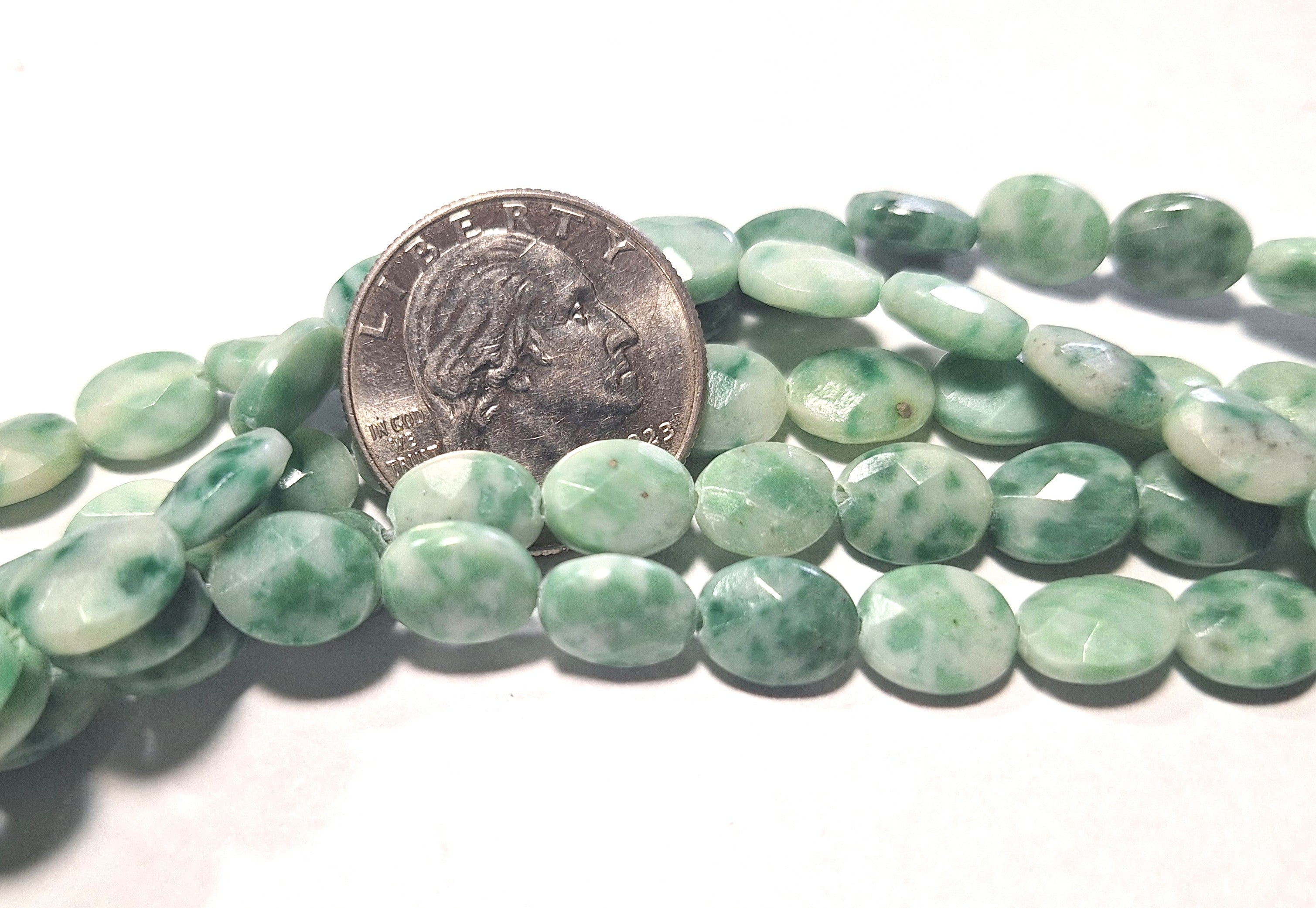 10x8mm Zinjiang Jade Faceted Oval Gemstone Beads 16-Inch Strand