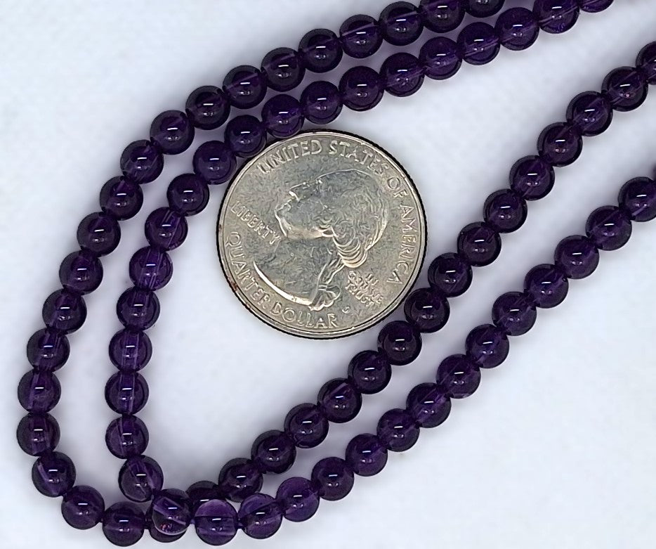 5mm Amethyst Round Gemstone Beads 16-Inch Strand