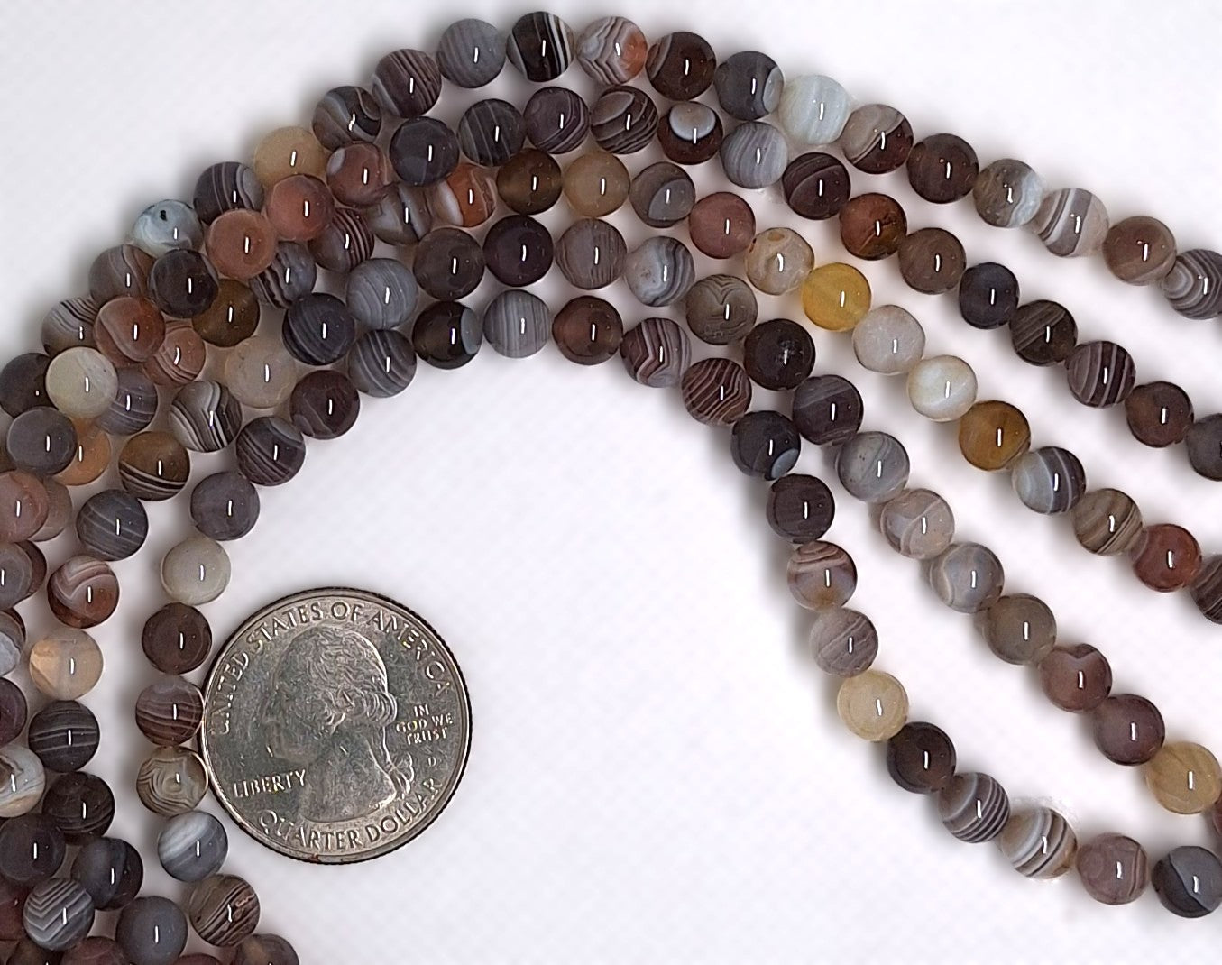 6mm Botswana Agate Grade A Round Gemstone Beads 16-inch Strand