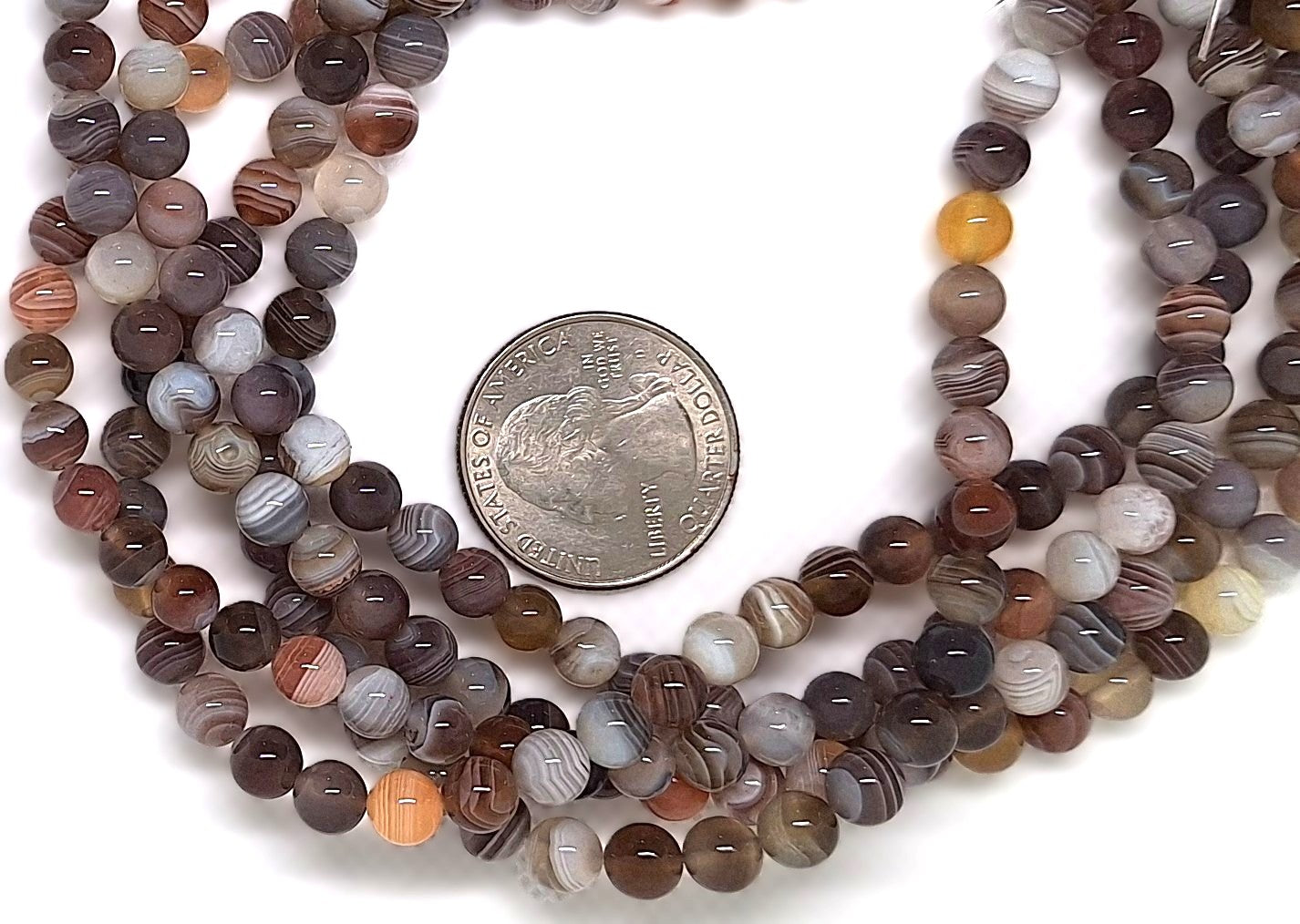 6mm Botswana Agate Grade A Round Gemstone Beads 16-inch Strand