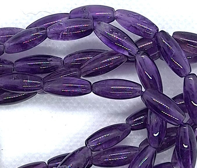 12x5mm Amethyst Rice Gemstone Beads 16-Inch Strand