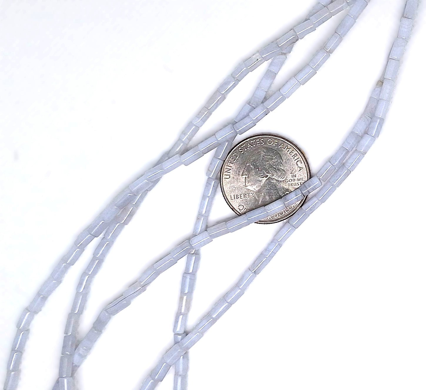 5x3mm Blue Lace Agate Round Cylinder Gemstone Beads 16-inch Strand